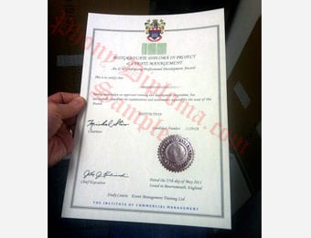 Institute of Commercial Management - Fake Diploma Sample from United Kingdom